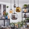 Ripoll hanging light, globe light, Cluster pendant lamp Amber, chrome, gold, Smoke-coloured, 4-light sources
