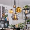 Ripoll hanging light, globe light, Cluster pendant lamp Amber, chrome, gold, Smoke-coloured, 4-light sources