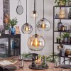 Koyoto hanging light, globe light, Cluster pendant lamp Amber, chrome, clear, Smoke-coloured, 4-light sources