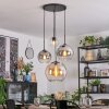 Koyoto hanging light, globe light, Cluster pendant lamp Amber, chrome, clear, Smoke-coloured, 4-light sources