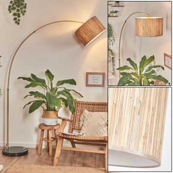 Bongal floor lamp, Arch lamps brass, black, 1-light source, Fabric lampshade