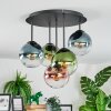 Gastor ceiling light, globe light 45 cm blue, green, clear, coppery, 5-light sources