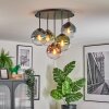 Gastor ceiling light, globe light 45 cm blue, green, clear, coppery, 5-light sources
