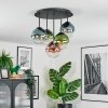Gastor ceiling light, globe light 45 cm blue, green, clear, coppery, 5-light sources