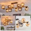 Koyoto ceiling light, globe light gold, black, 10-light sources