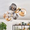 Koyoto ceiling light, globe light gold, black, 10-light sources