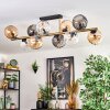 Koyoto ceiling light, globe light gold, black, 10-light sources