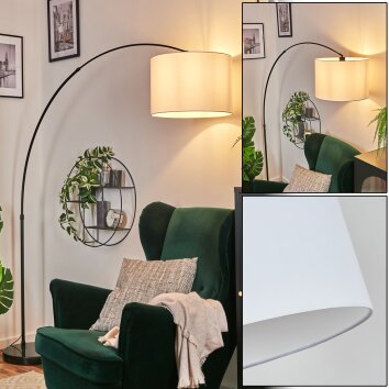 Bassagoda floor lamp, Arch lamps black, 1-light source, Fabric lampshade