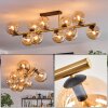 Gastor ceiling light, globe light gold, black, 10-light sources