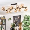 Gastor ceiling light, globe light gold, black, 10-light sources
