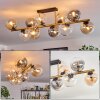 Gastor ceiling light, globe light gold, black, 10-light sources