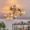 Gastor ceiling light, globe light gold, black, 10-light sources