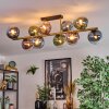 Gastor ceiling light, globe light gold, black, 10-light sources