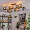 Gastor ceiling light, globe light gold, black, 10-light sources