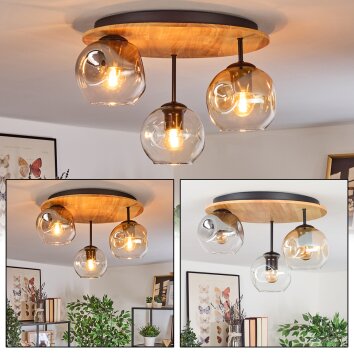 Ripoll ceiling light, globe light Ecru, black, 3-light sources