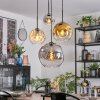 Ripoll hanging light, globe light, Cluster pendant lamp Amber, chrome, gold, clear, Smoke-coloured, 4-light sources