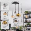 Ripoll hanging light, globe light, Cluster pendant lamp Amber, chrome, gold, clear, Smoke-coloured, 4-light sources