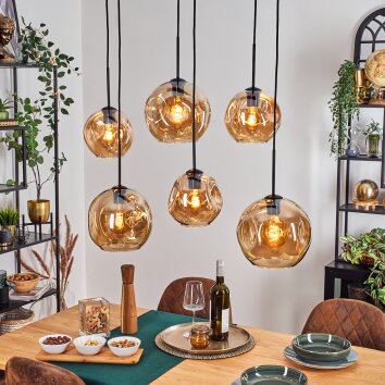 Ripoll hanging light, globe light, pendant light Amber, 6-light sources