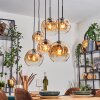 Ripoll hanging light, globe light, pendant light Amber, clear, 6-light sources