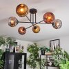 Ripoll ceiling light, globe light chrome, gold, coppery, Smoke-coloured, 6-light sources