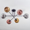 Ripoll ceiling light, globe light chrome, gold, coppery, Smoke-coloured, 6-light sources