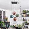Ripoll hanging light, globe light, Cluster pendant lamp blue, green, coppery, 4-light sources