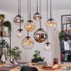 Gastor hanging light, globe light, pendant light Amber, chrome, clear, Smoke-coloured, 8-light sources