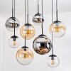 Gastor hanging light, globe light, pendant light Amber, chrome, clear, Smoke-coloured, 8-light sources
