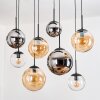 Gastor hanging light, globe light, pendant light Amber, chrome, clear, Smoke-coloured, 8-light sources