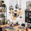 Gastor hanging light, globe light, pendant light Amber, chrome, clear, Smoke-coloured, 8-light sources