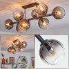 Koyoto ceiling light, globe light clear, Smoke-coloured, 8-light sources