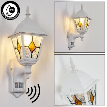 Naofe outdoor wall light, wall light white, 1-light source, Motion sensor