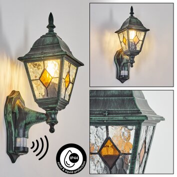 Naofe outdoor wall light, wall light green, black, 1-light source, Motion sensor