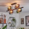Gastor ceiling light, globe light blue, green, clear, coppery, 8-light sources