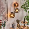 Koyoto globe light, wall light chrome, gold, clear, coppery, Smoke-coloured, 3-light sources
