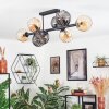 Koyoto ceiling light, globe light Amber, Smoke-coloured, 8-light sources