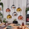 Gastor hanging light, globe light, pendant light chrome, gold, clear, coppery, Smoke-coloured, 6-light sources