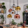 Gastor hanging light, globe light, pendant light chrome, gold, clear, coppery, Smoke-coloured, 6-light sources