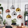 Gastor hanging light, globe light, pendant light chrome, gold, clear, coppery, Smoke-coloured, 6-light sources