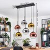 Gastor hanging light, globe light, pendant light chrome, gold, clear, coppery, Smoke-coloured, 6-light sources