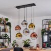 Gastor hanging light, globe light, pendant light chrome, gold, clear, coppery, Smoke-coloured, 6-light sources