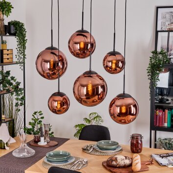 Gastor hanging light, globe light, pendant light coppery, 6-light sources