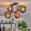 Ripoll ceiling light, globe light blue, green, coppery, 6-light sources
