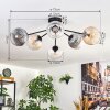 Koyoto ceiling light, globe light 73 cm Amber, clear, Smoke-coloured, 6-light sources