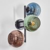 Koyoto globe light, wall light blue, green, coppery, 3-light sources