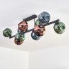 Ripoll ceiling light, globe light blue, green, coppery, 10-light sources