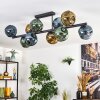 Ripoll ceiling light, globe light blue, gold, green, 10-light sources