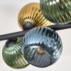 Koyoto ceiling light, globe light blue, gold, green, 10-light sources