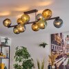 Koyoto ceiling light, globe light blue, gold, green, 10-light sources