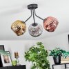 Ripoll ceiling light, globe light chrome, gold, coppery, Smoke-coloured, 3-light sources